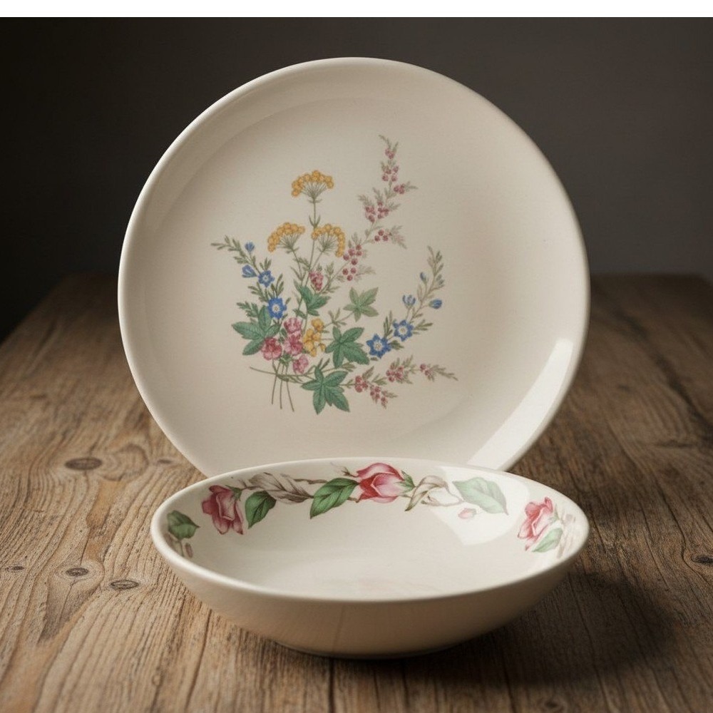 Universal Ballerina Oven Proof Floral Berry Bowl Bread Plate‎ USA Vintage